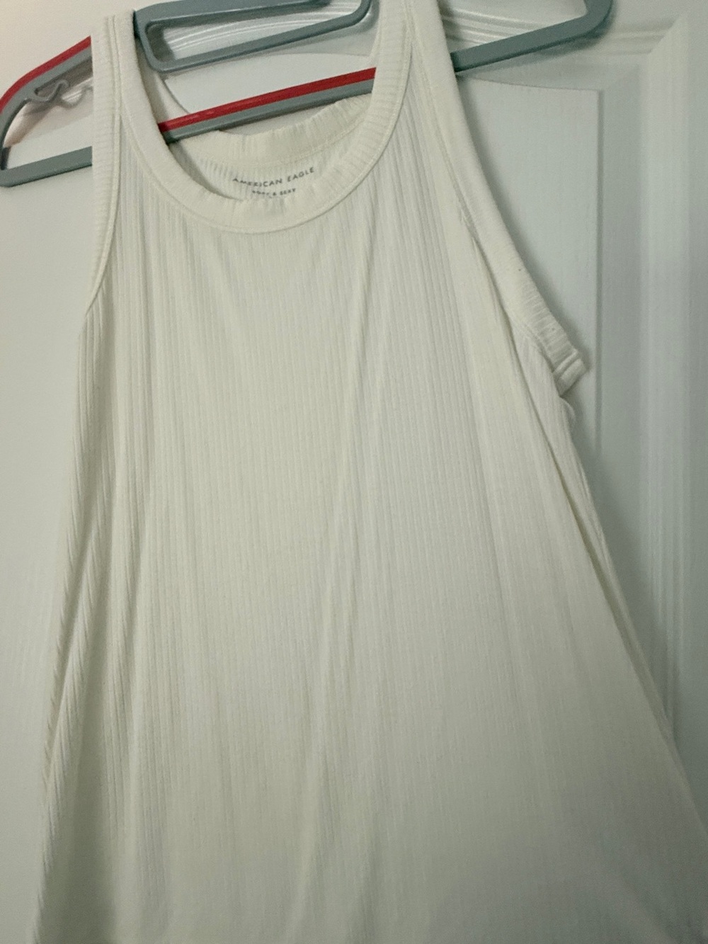 American Eagle Outfitters Ribbed Cream Tank Top